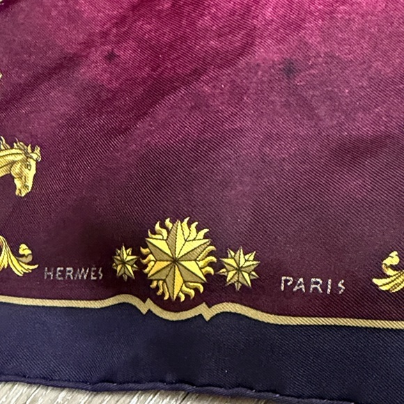 Hermes Luxurious Burgundy and Gold Scarf - Picture 8 of 8